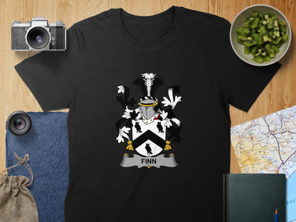 Physical Item S / Black Finn Surname Irish Heraldry Unisex T-Shirt