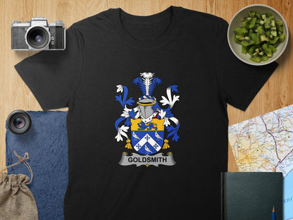 Physical Item S / Black Goldsmith Surname Irish Heraldry Unisex T-Shirt