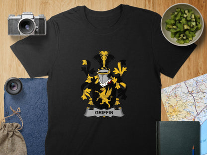 Physical Item S / Black Griffin Surname Irish Heraldry Unisex T-Shirt