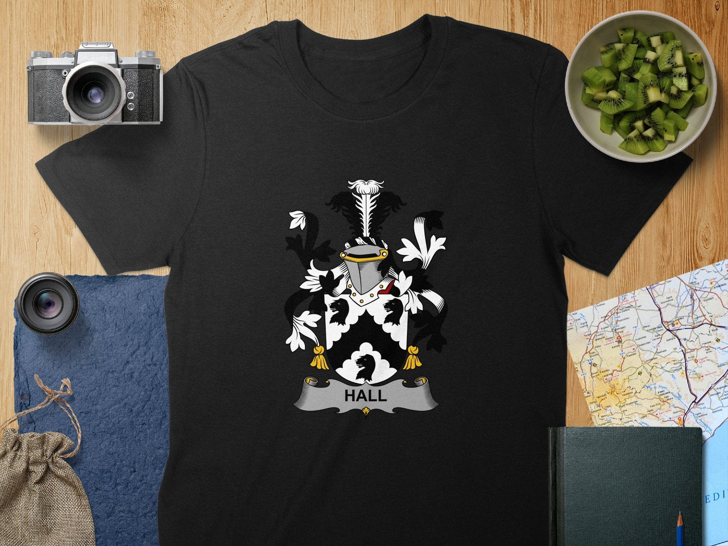 Physical Item S / Black Hall Surname Irish Heraldry Unisex T-Shirt