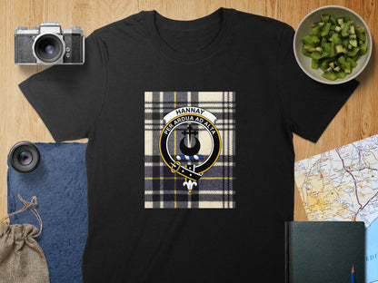 Physical Item S / Black Hannay Clan Scottish Tartan Crest Unisex T-Shirt