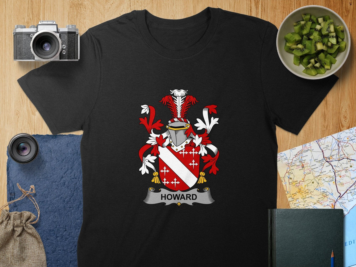 Physical Item S / Black Howard Surname Irish Heraldry Unisex T-Shirt