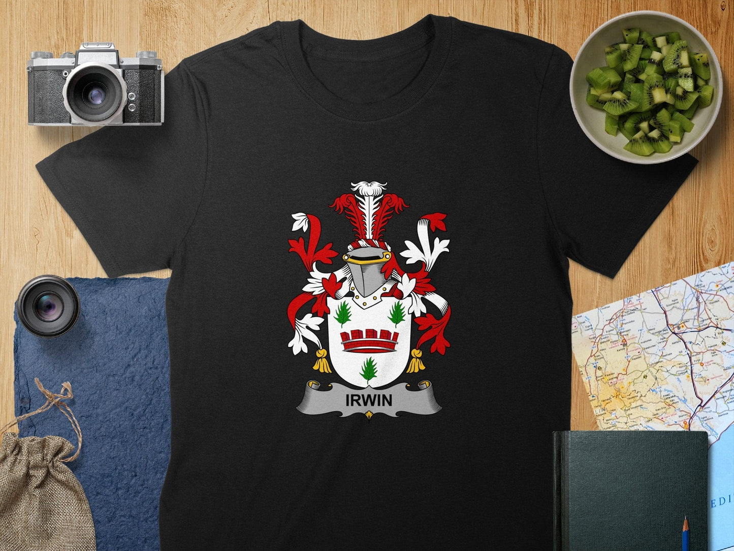 Physical Item S / Black Irwin Surname Irish Heraldry Unisex T-Shirt