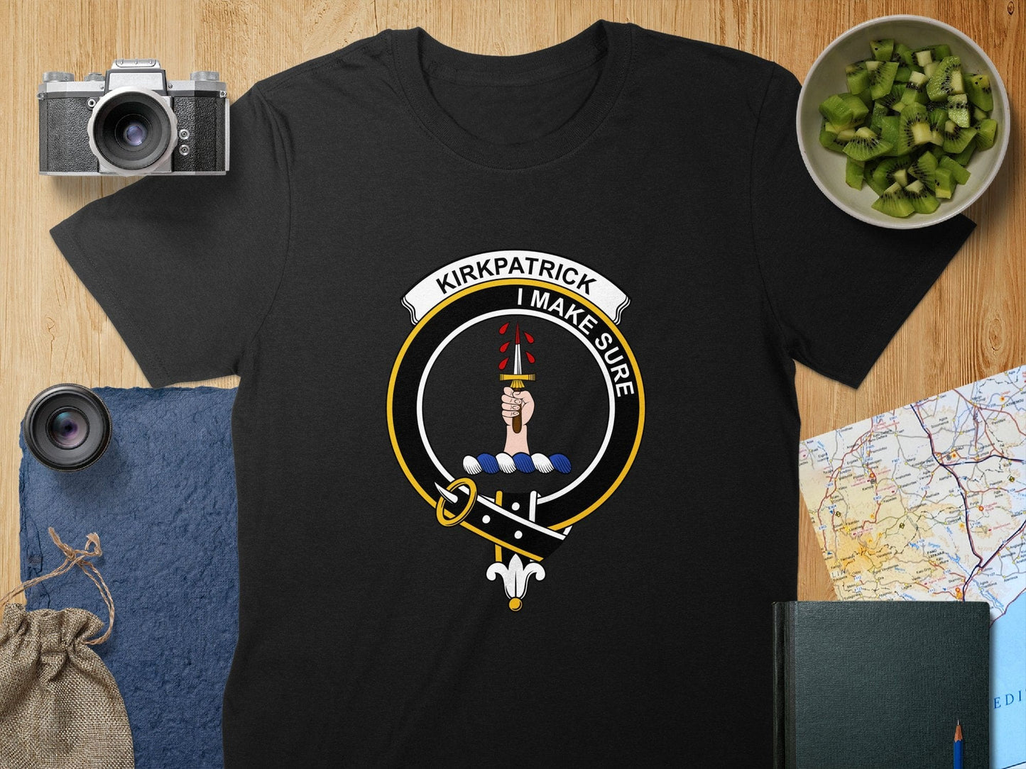 Physical Item S / Black Kirkpatrick Clan Crest Scottish Traditional Unisex T-Shirt