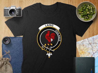 Physical Item S / Black Laing Clan Crest Scottish Unisex t-shirt