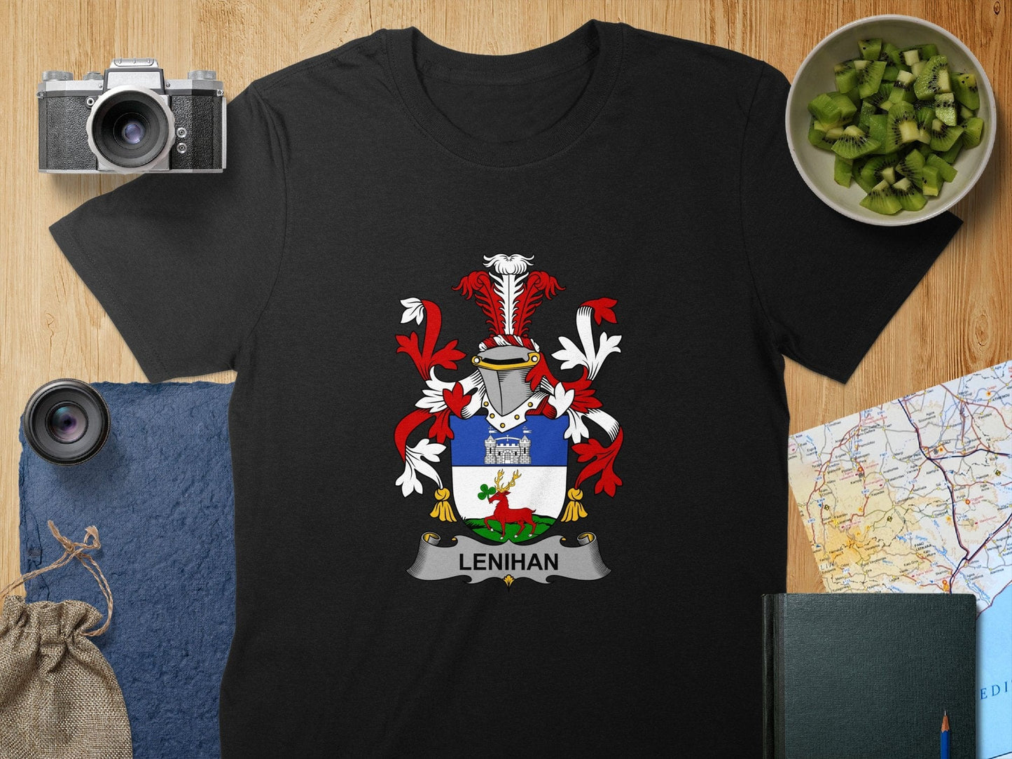 Physical Item S / Black Lenihan Surname Irish Heraldry Unisex T-Shirt