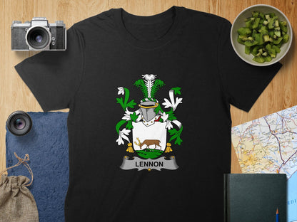 Physical Item S / Black Lennon Surname Irish Heraldry Unisex T-Shirt