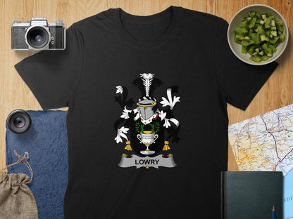 Physical Item S / Black Lowry Surname Irish Heraldry Unisex T-Shirt