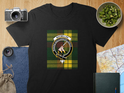 Physical Item S / Black Macmillan Clan Scottish Tartan Crest Unisex T-Shirt