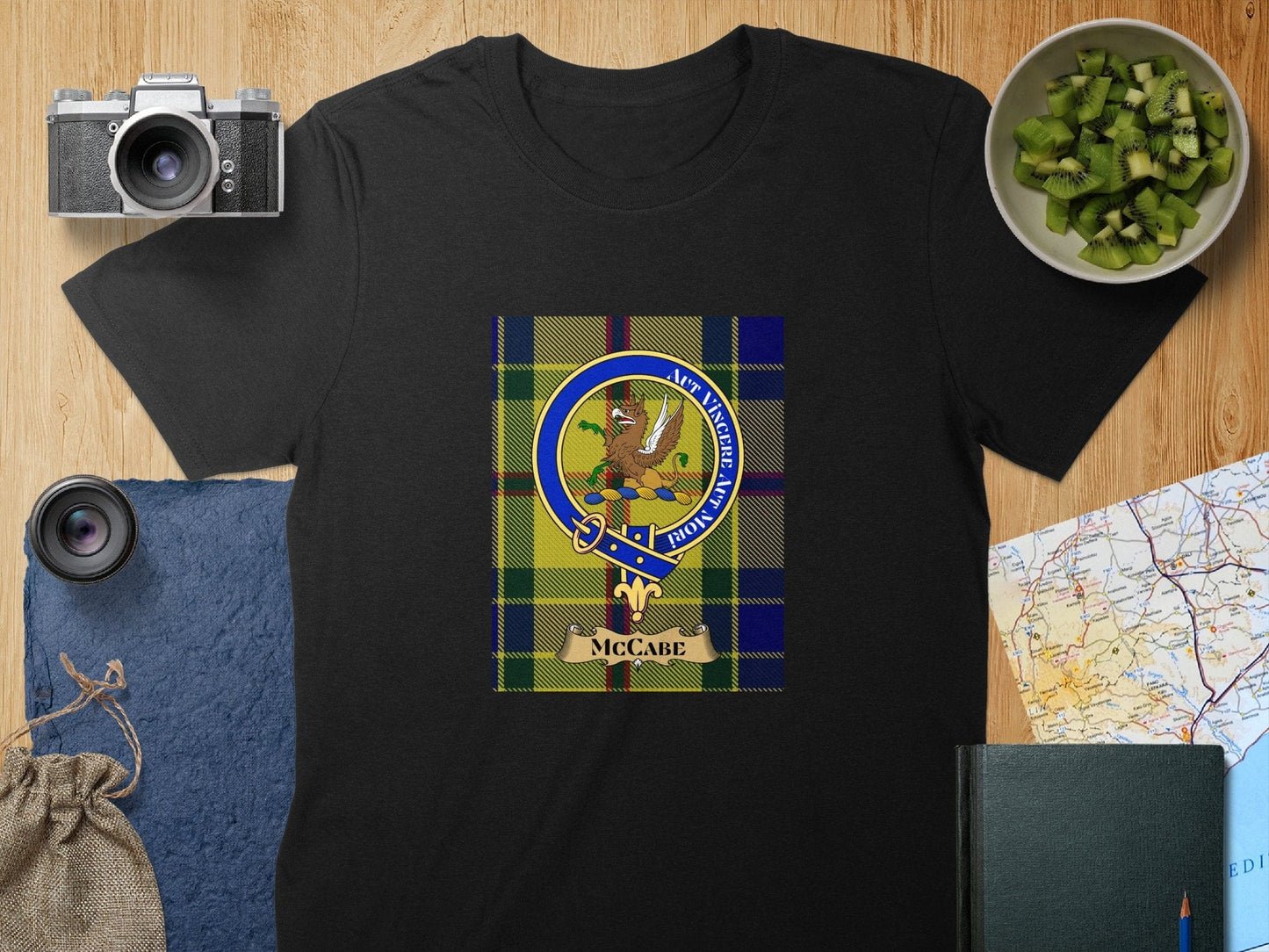 Physical Item S / Black McCabe Clan Scottish Tartan Crest Unisex T-Shirt