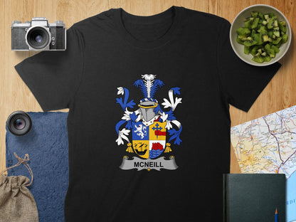 Physical Item S / Black McNeill Surname Irish Heraldry Unisex T-Shirt