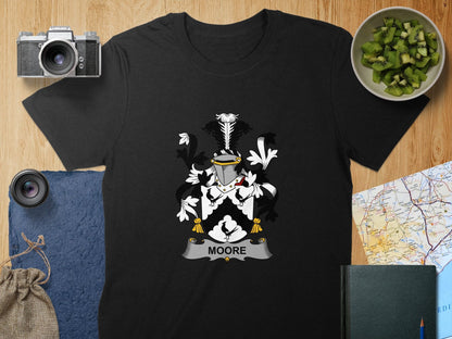 Physical Item S / Black Moore Surname Irish Heraldry Unisex T-Shirt