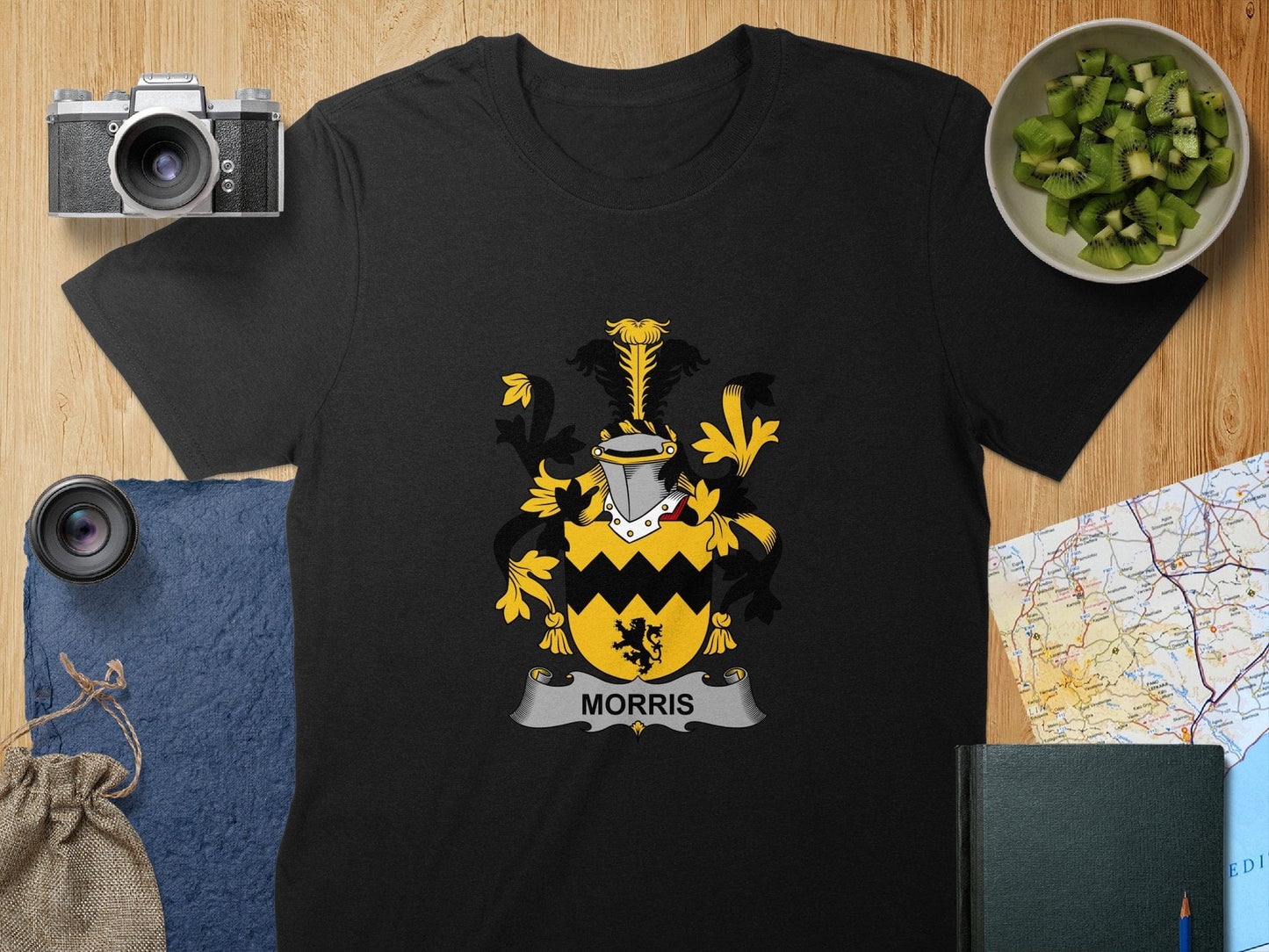 Physical Item S / Black Morris Surname Irish Heraldry Unisex T-Shirt