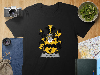 Physical Item S / Black Morris Surname Irish Heraldry Unisex T-Shirt