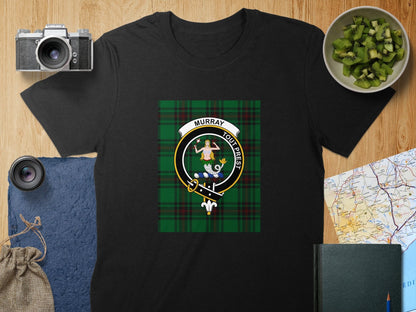 Physical Item S / Black Murray Clan Scottish Tartan Crest Unisex T-Shirt