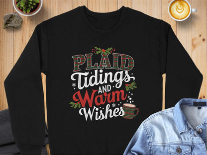 Physical Item S / Black Plaid Tidings And Warm Wishes Scottish Christmas Sweatshirts