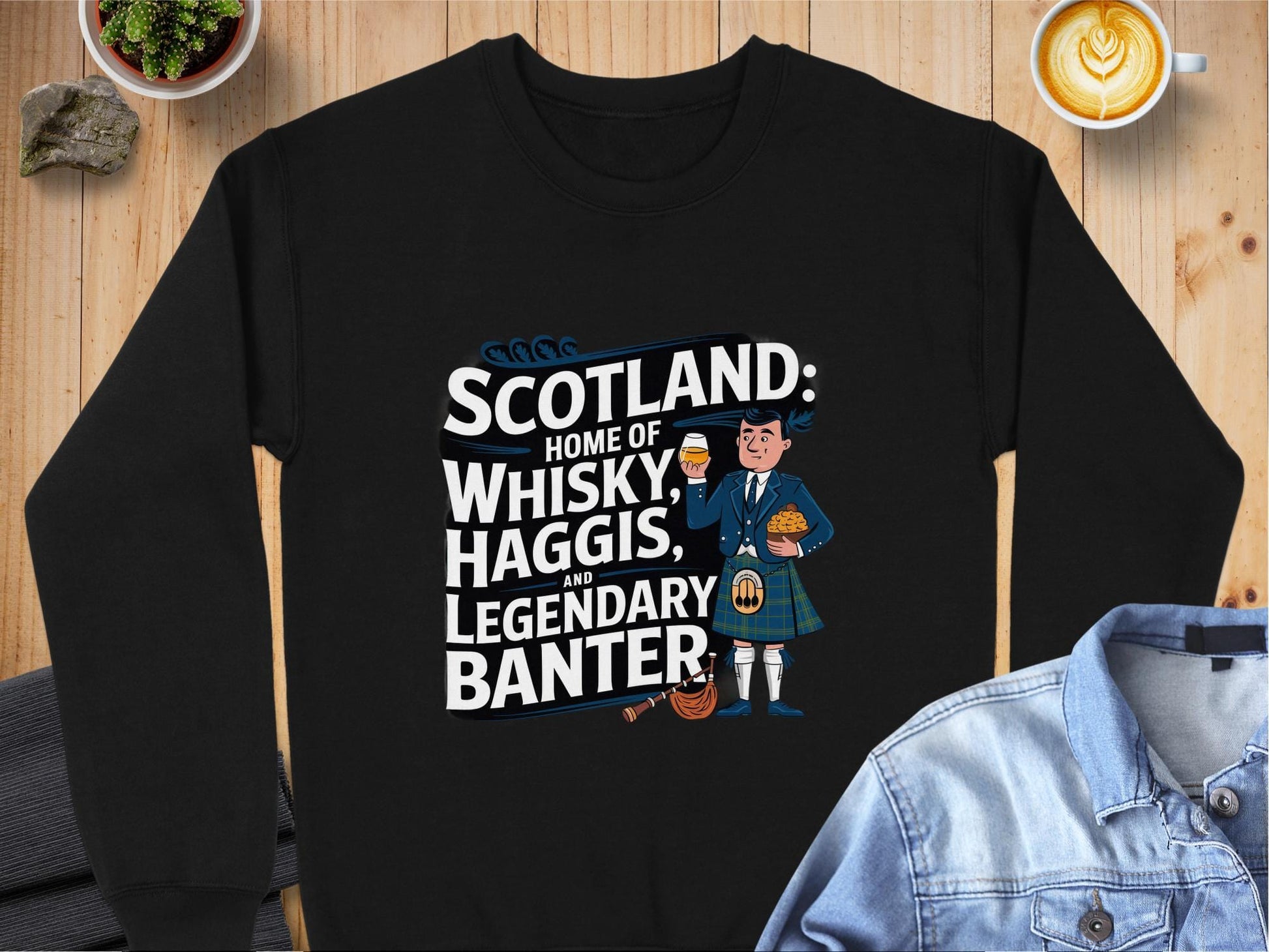 Physical Item S / Black Scotland Whisky Haggis and Banter Themed Sweatshirts