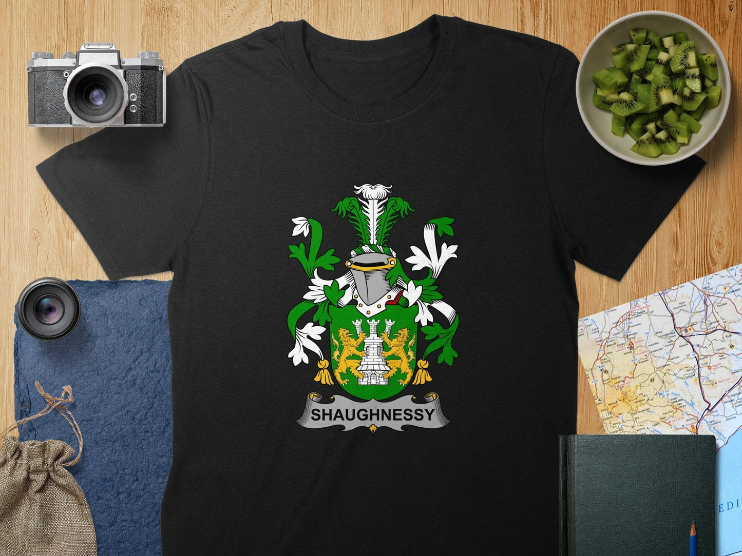 Physical Item S / Black Shaughnessy Surname Irish Heraldry Unisex T-Shirt