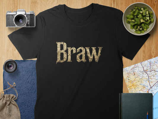 Physical Item S / Black Unique Braw Design Funny Scottish Humor T-Shirts