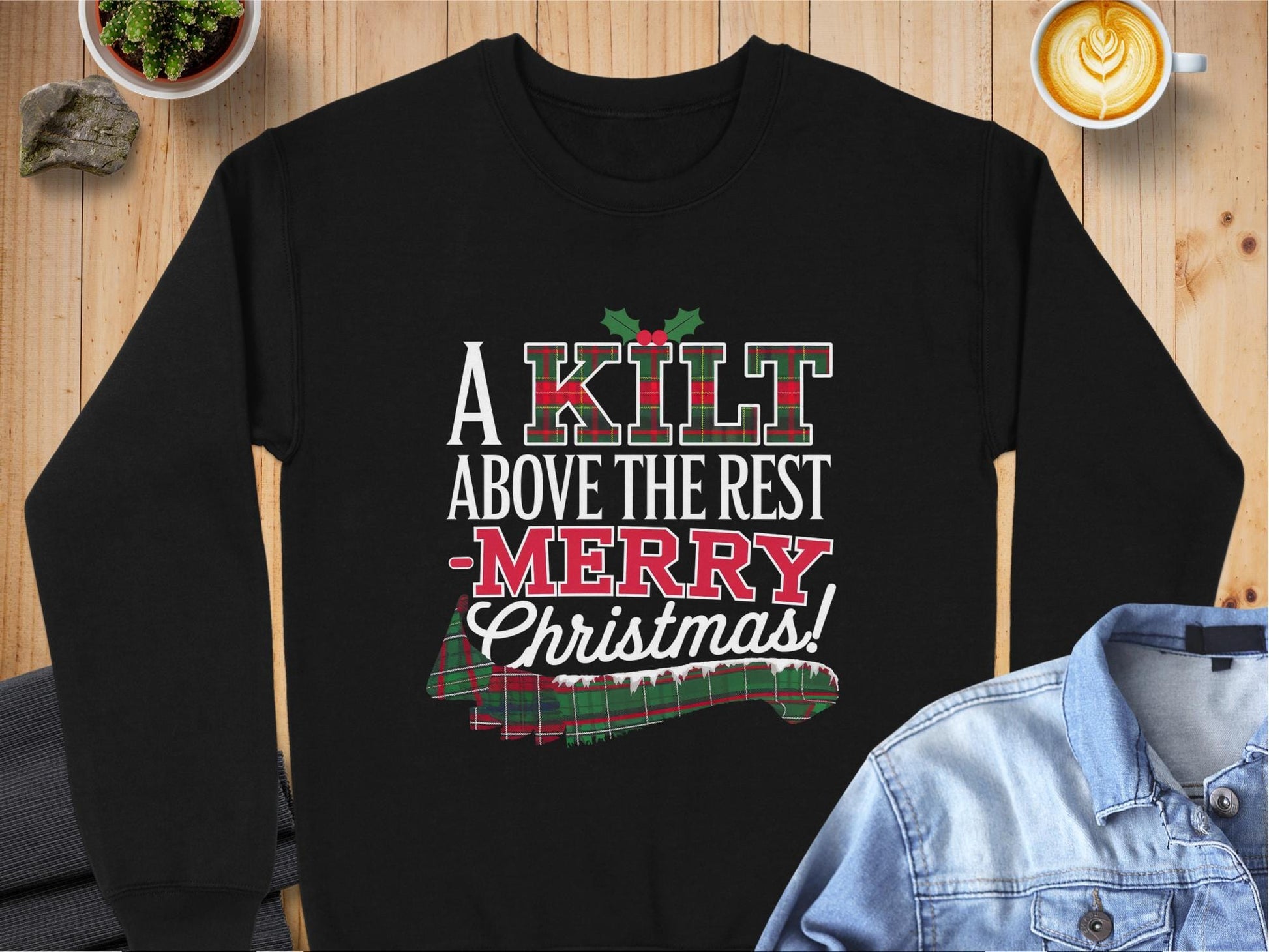 Physical Item S / Black Unique Scottish Christmas Kilt Above the Rest Sweatshirts