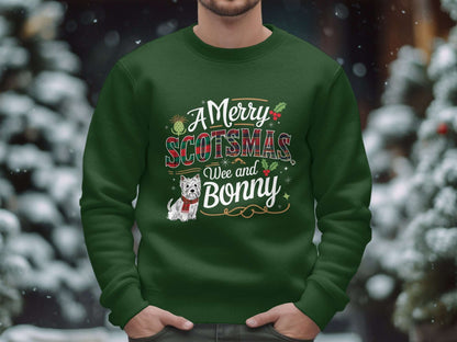 Physical Item S / Forest Green A Merry Scotsmas Wee and Bonny Scottish Christmas Sweatshirts