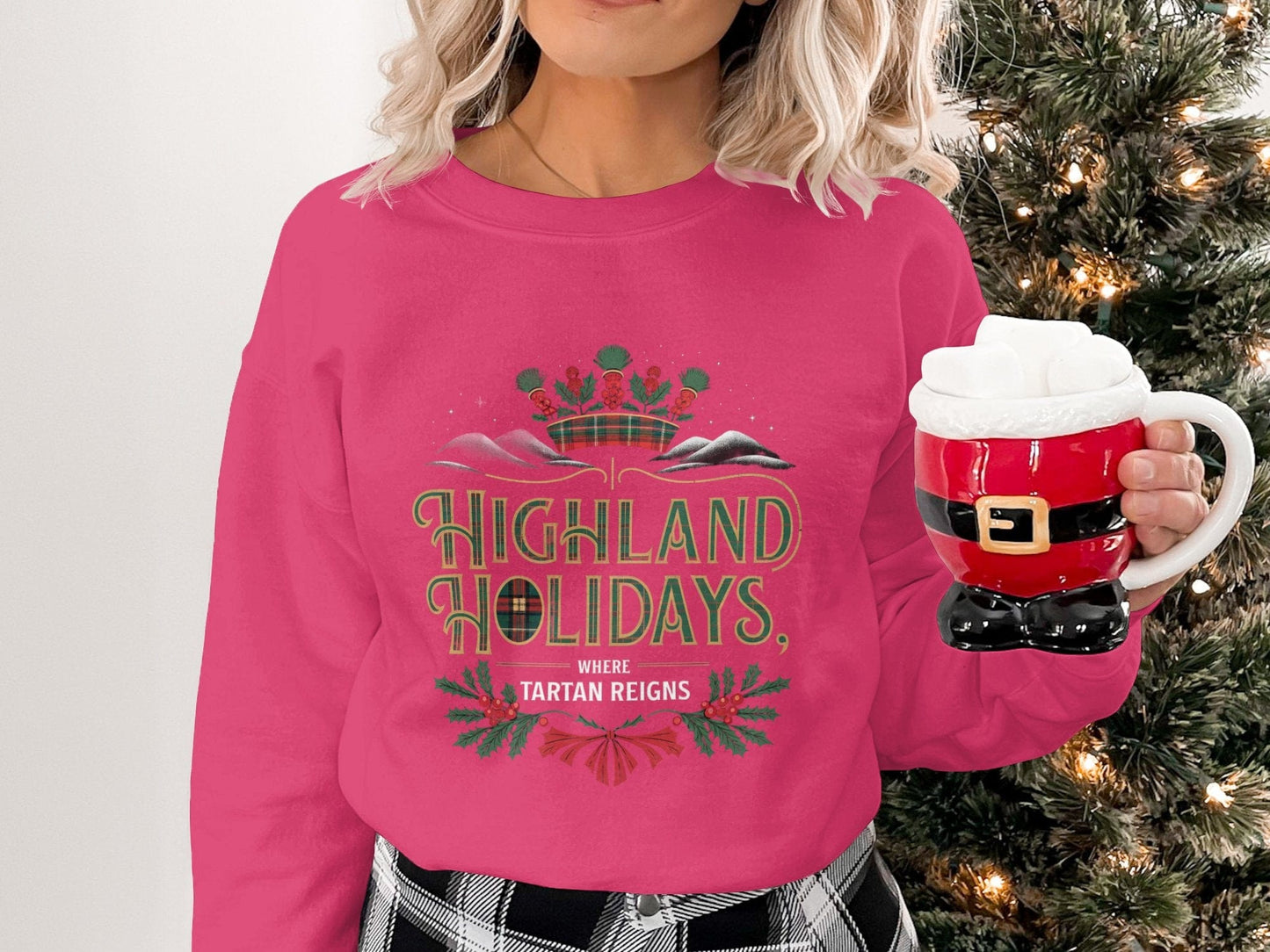 Physical Item S / Heliconia Highland Holidays Scottish Christmas Theme Sweatshirts