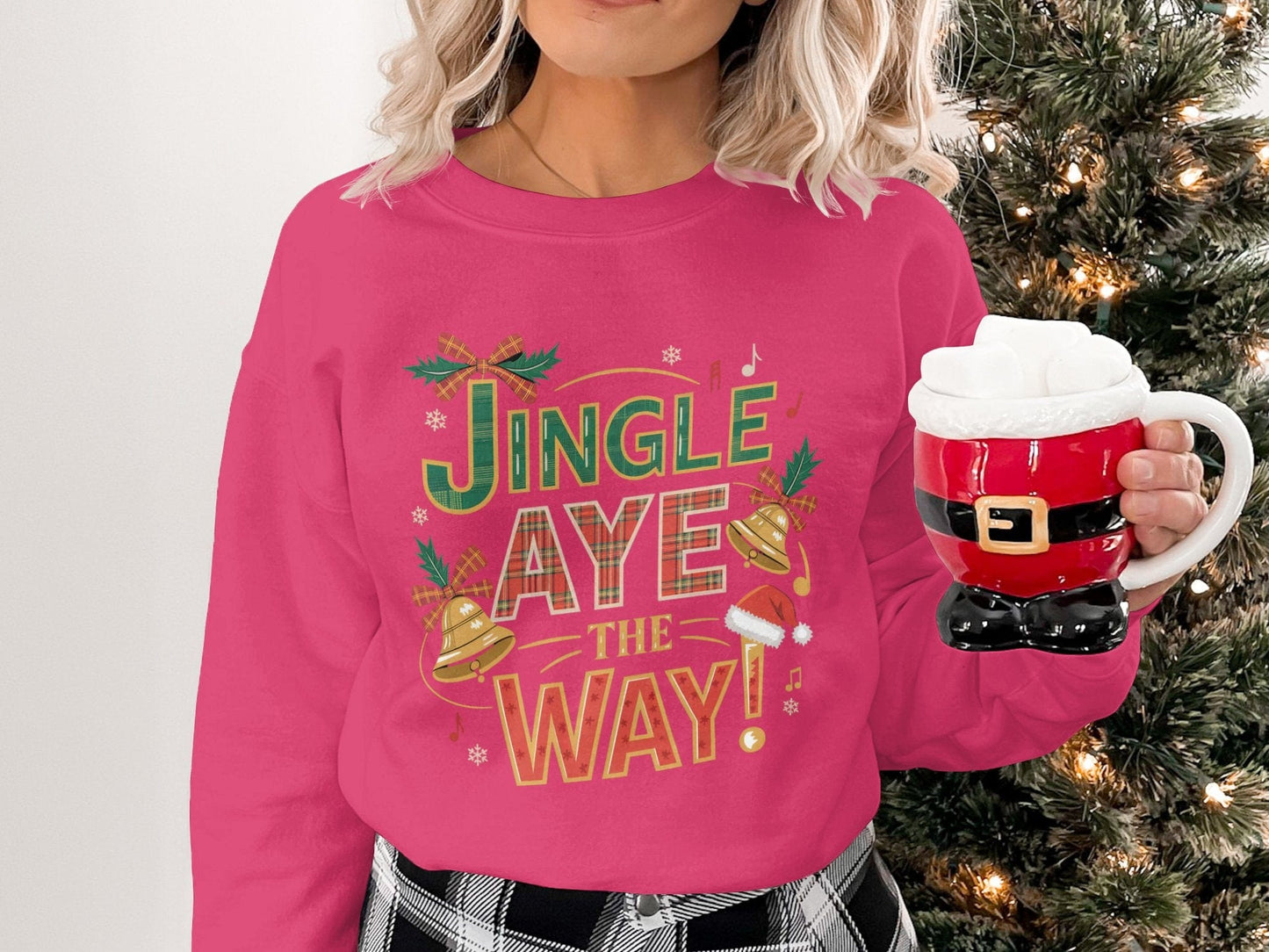 Physical Item S / Heliconia Jingle Aye The Way Holiday Theme Christmas Sweatshirts