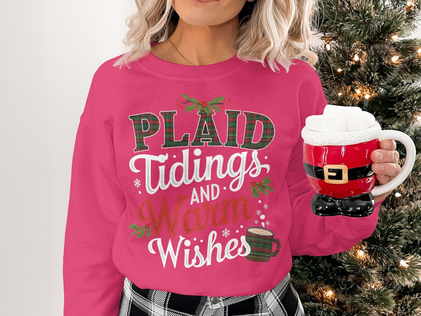 Physical Item S / Heliconia Plaid Tidings And Warm Wishes Scottish Christmas Sweatshirts