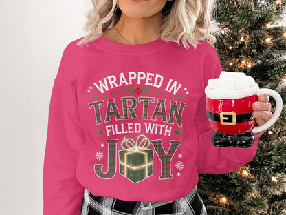 Physical Item S / Heliconia Scottish Christmas Joy Wrapped Tartan Holiday Sweatshirts