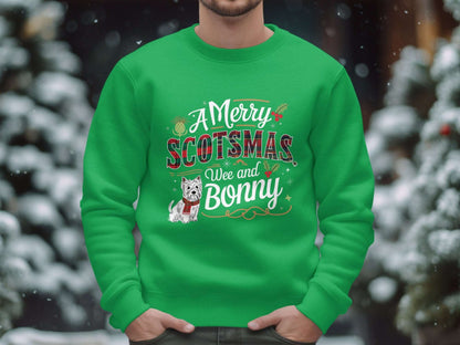 Physical Item S / Irish Green A Merry Scotsmas Wee and Bonny Scottish Christmas Sweatshirts