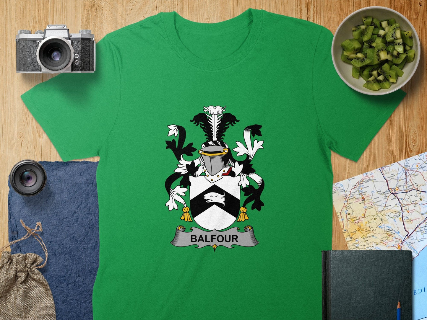 Physical Item S / Irish Green Balfour Surname Irish Heraldry Unisex T-Shirt