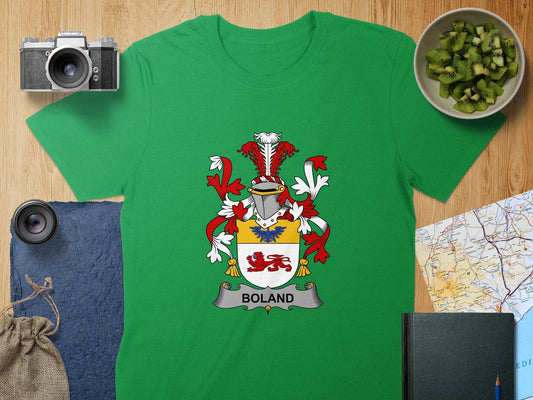 Physical Item S / Irish Green Boland Surname Irish Heraldry Unisex T-Shirt