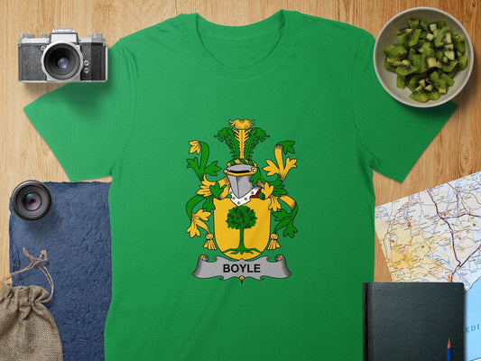 Physical Item S / Irish Green Boyle Surname Irish Heraldry Unisex T-Shirt