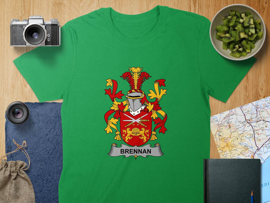 Physical Item S / Irish Green Brennan Surname Irish Heraldry Unisex T-Shirt