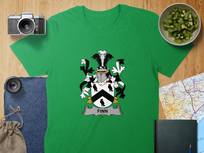 Physical Item S / Irish Green Finn Surname Irish Heraldry Unisex T-Shirt