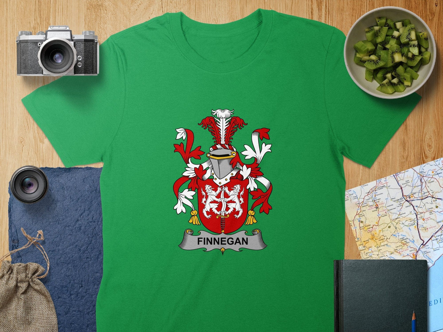 Physical Item S / Irish Green Finnegan Surname Irish Heraldry Unisex T-Shirt