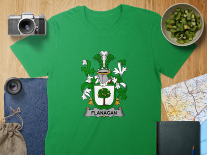 Physical Item S / Irish Green Flanagan Surname Irish Heraldry Unisex T-Shirt