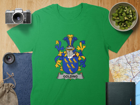 Physical Item S / Irish Green Golding Surname Irish Heraldry Unisex T-Shirt