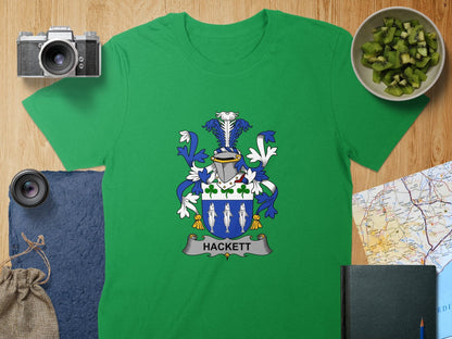 Physical Item S / Irish Green Hackett Surname Irish Heraldry Unisex T-Shirt