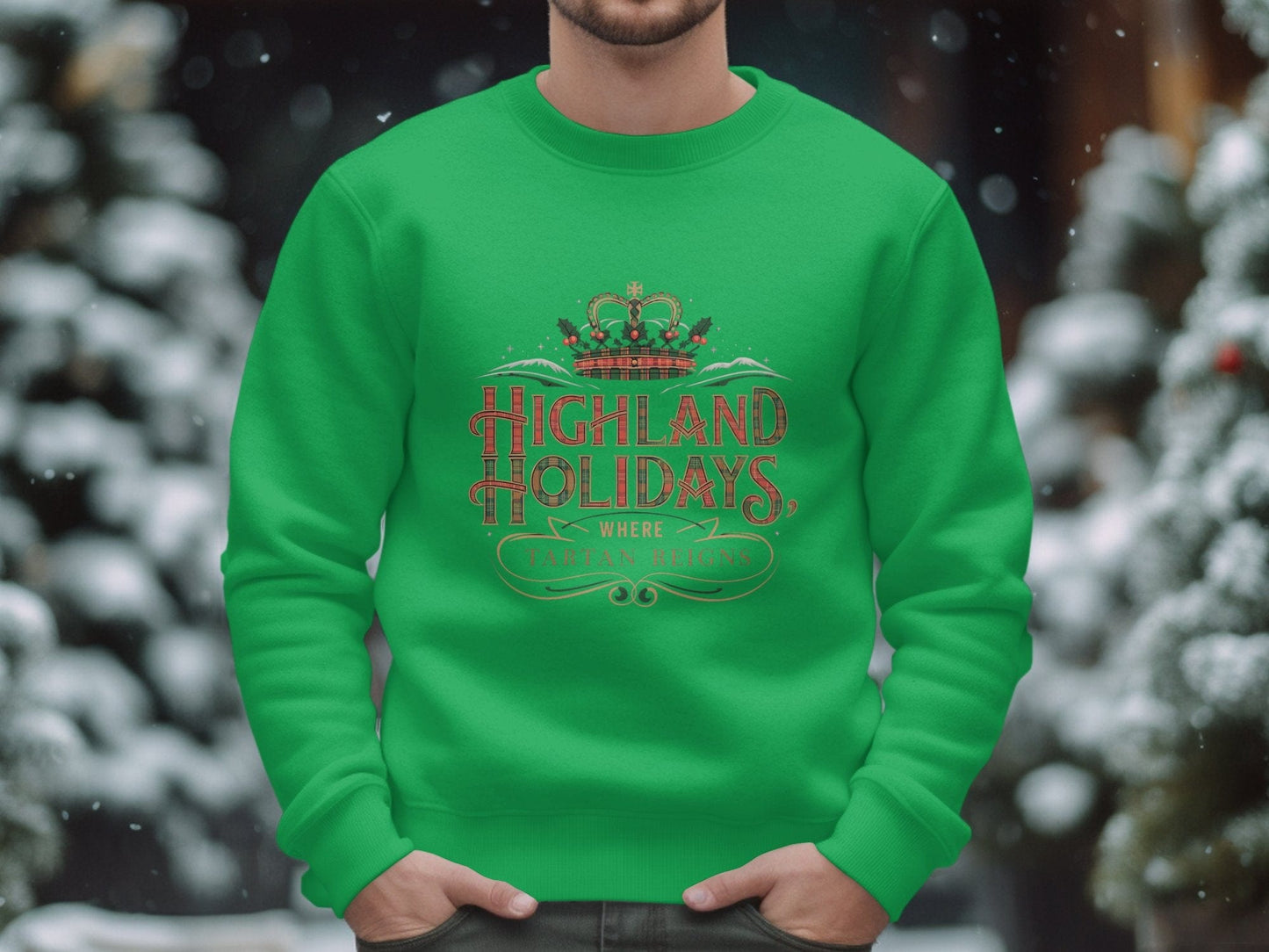 Physical Item S / Irish Green Highland Holidays Where Tartan Reigns Sweatshirts