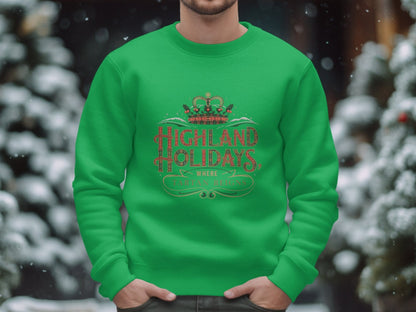 Physical Item S / Irish Green Highland Holidays Where Tartan Reigns Sweatshirts