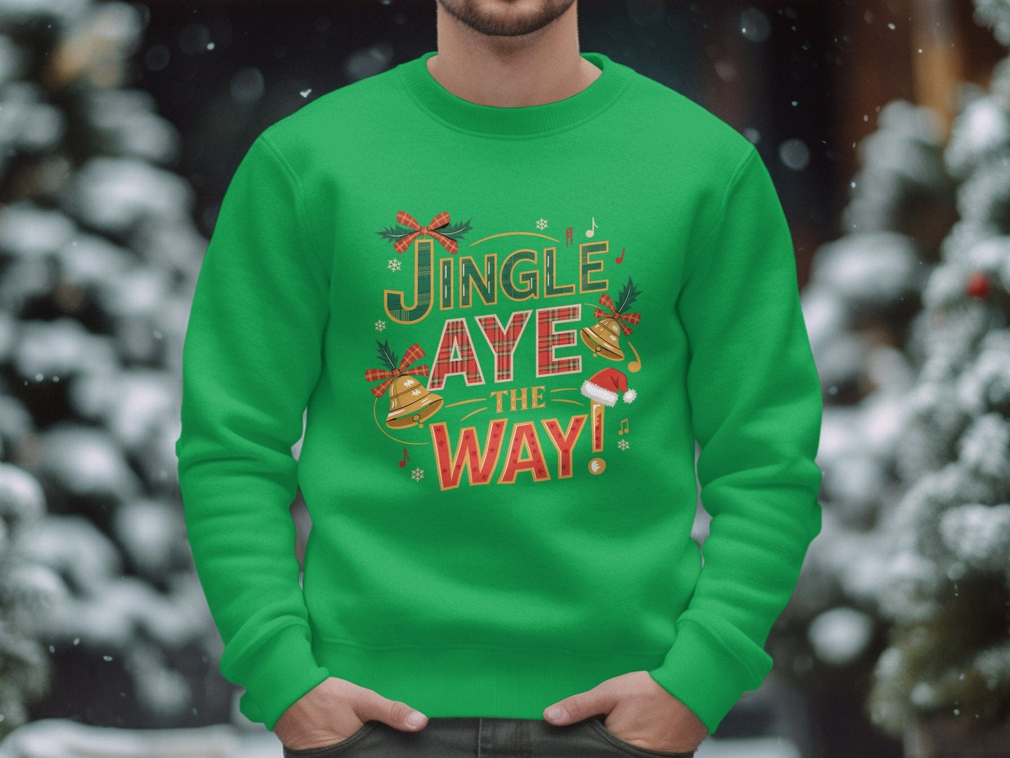 Physical Item S / Irish Green Jingle Aye The Way Holiday Theme Christmas Sweatshirts