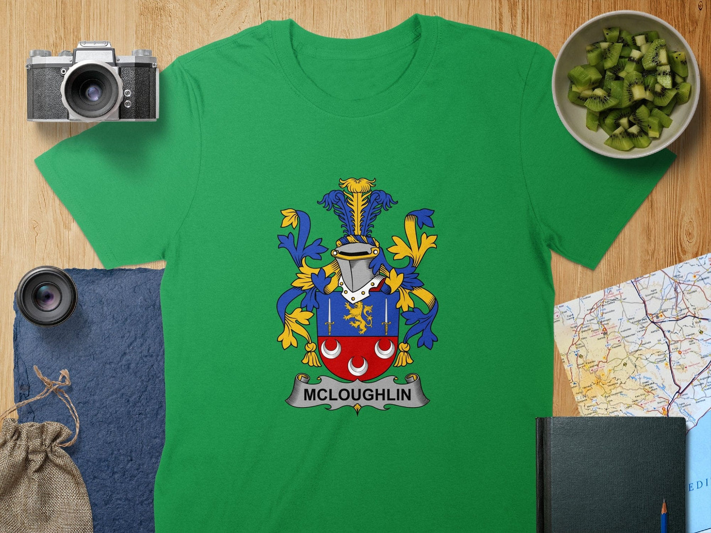 Physical Item S / Irish Green McLoughlin Surname Irish Heraldry Unisex T-Shirt