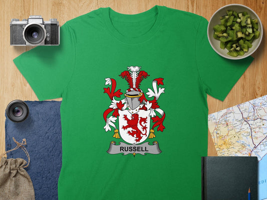 Physical Item S / Irish Green Russell Surname Irish Heraldry Unisex T-Shirt