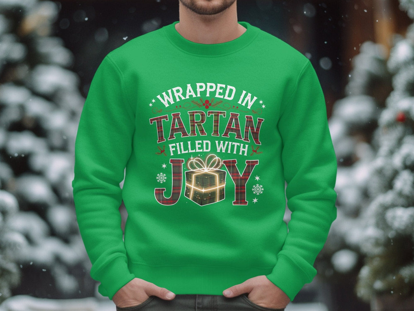 Physical Item S / Irish Green Scottish Christmas Joy Wrapped Tartan Holiday Sweatshirts