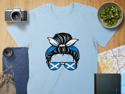 Physical Item S / Light Blue Fun Scottish Sunglasses Hair Bandana Design T-Shirts