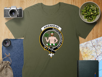 Physical Item S / Military Green Aikenhead Clan Crest Scottish Unisex T-Shirt