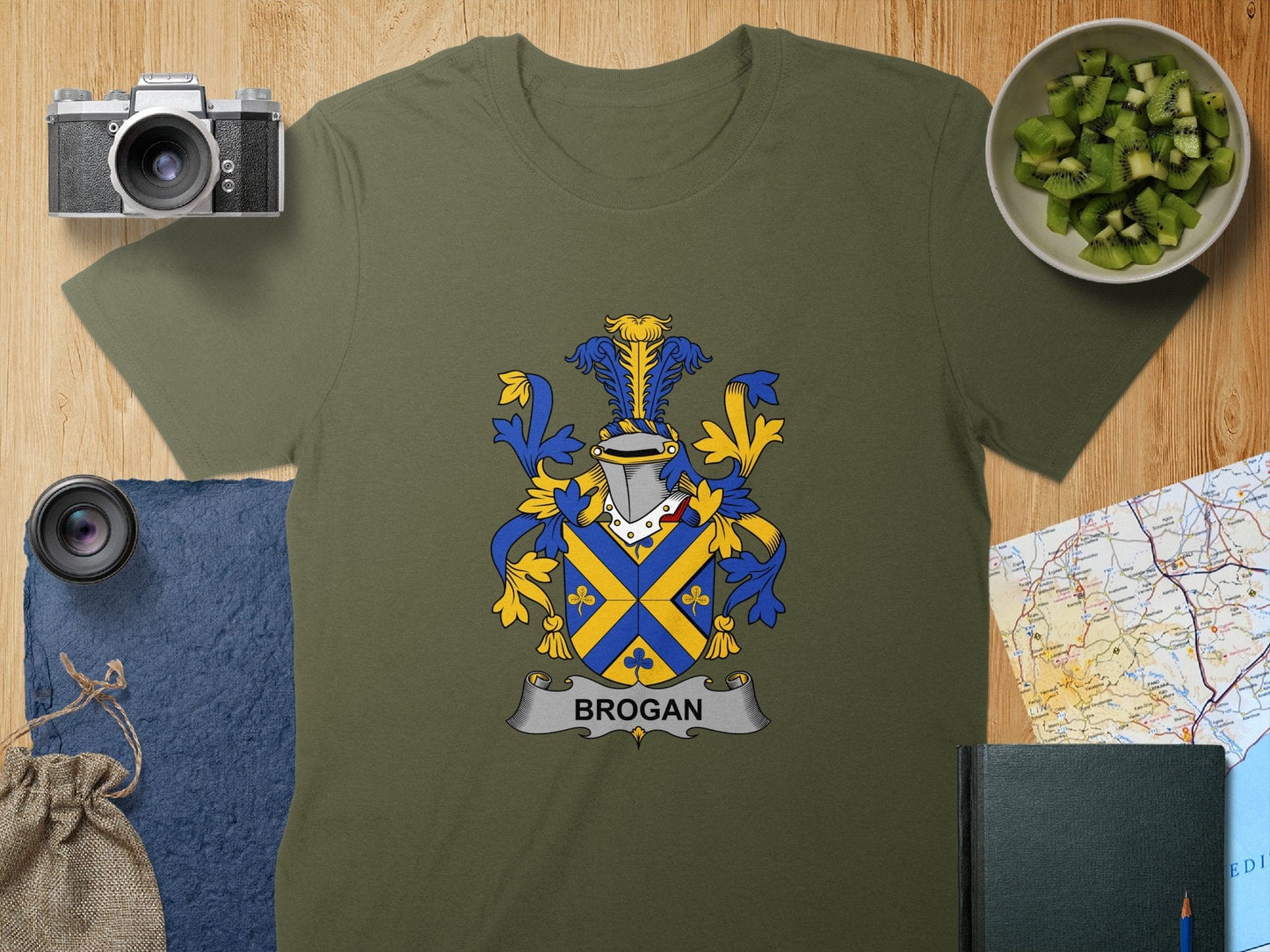 Physical Item S / Military Green Brogan Surname Irish Heraldry Unisex T-Shirt