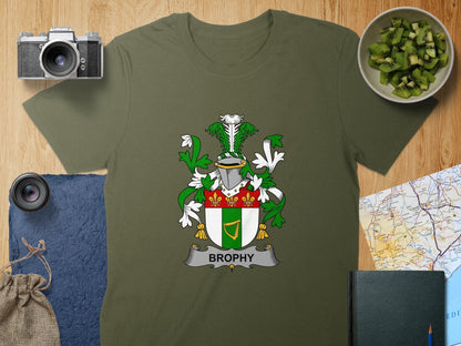 Physical Item S / Military Green Brophy Surname Irish Heraldry Unisex T-Shirt