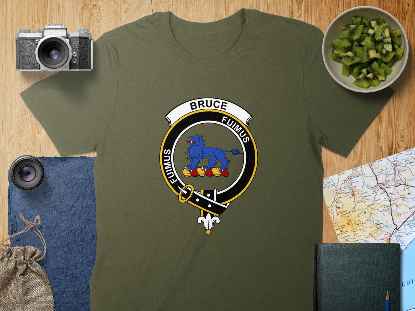 Physical Item S / Military Green Bruce Clan Crest Scottish Unisex T-Shirt